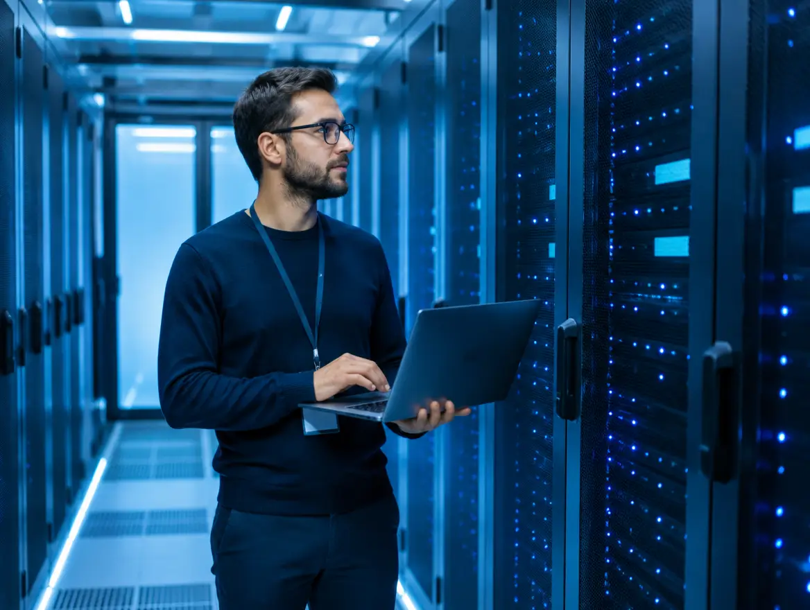 Data engineer in a modern data centre