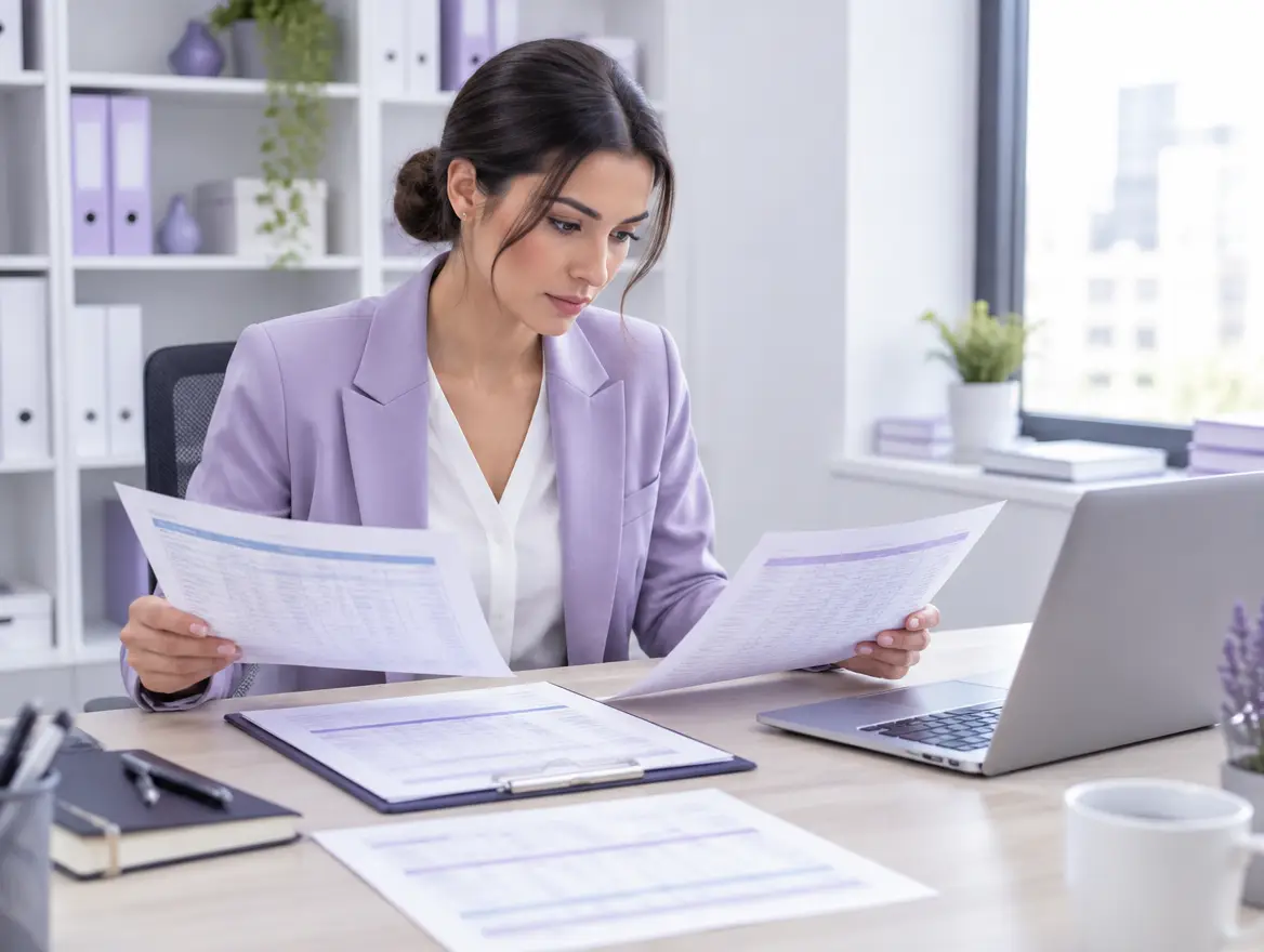 Procurement officer comparing supplier quotes and purchase orders
