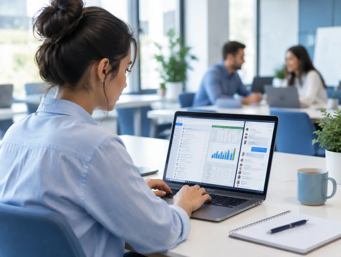 Office worker using email