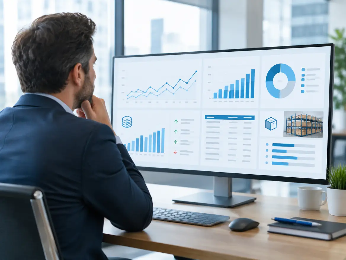Business owner viewing finance
