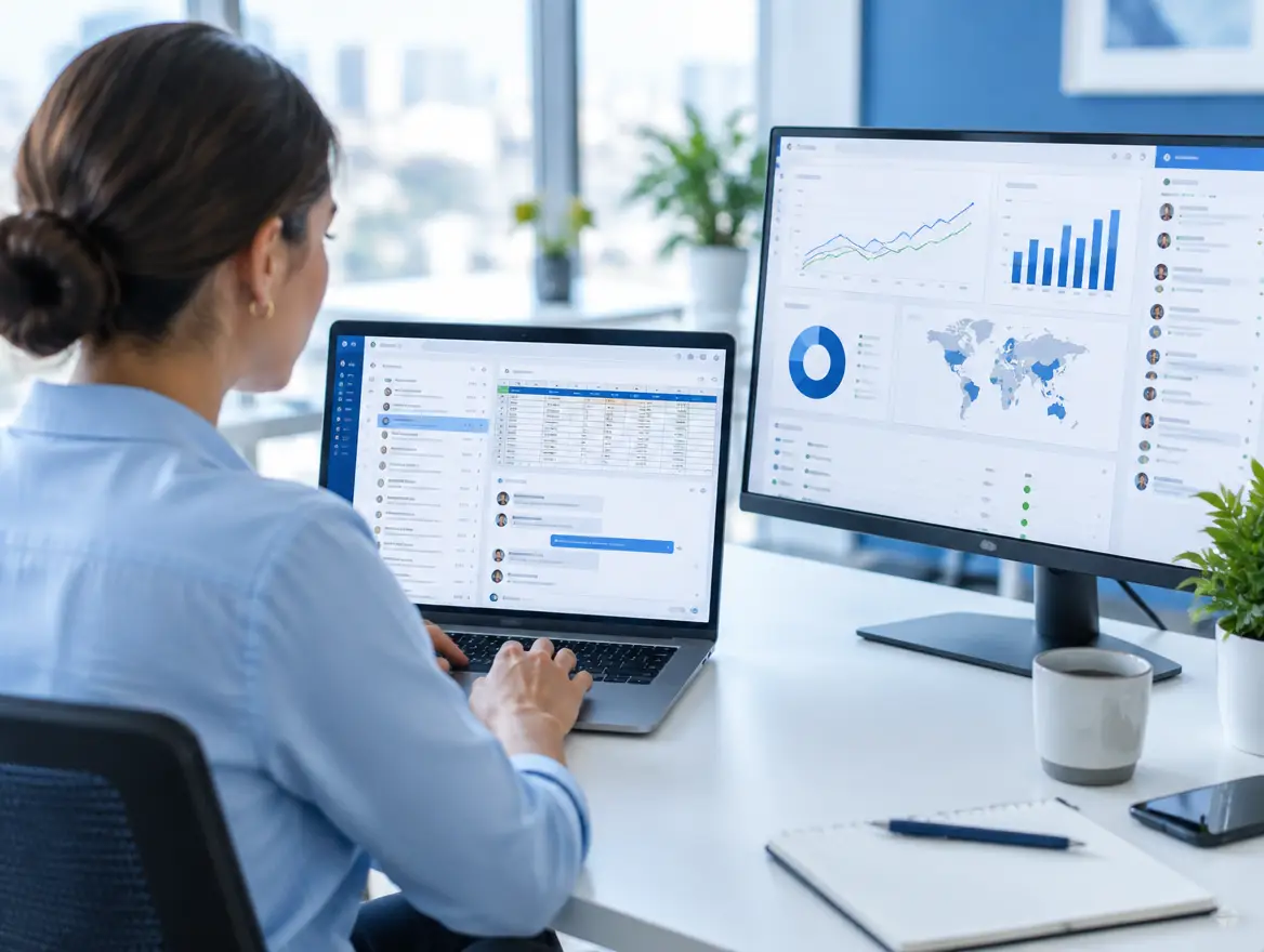 Office worker using email