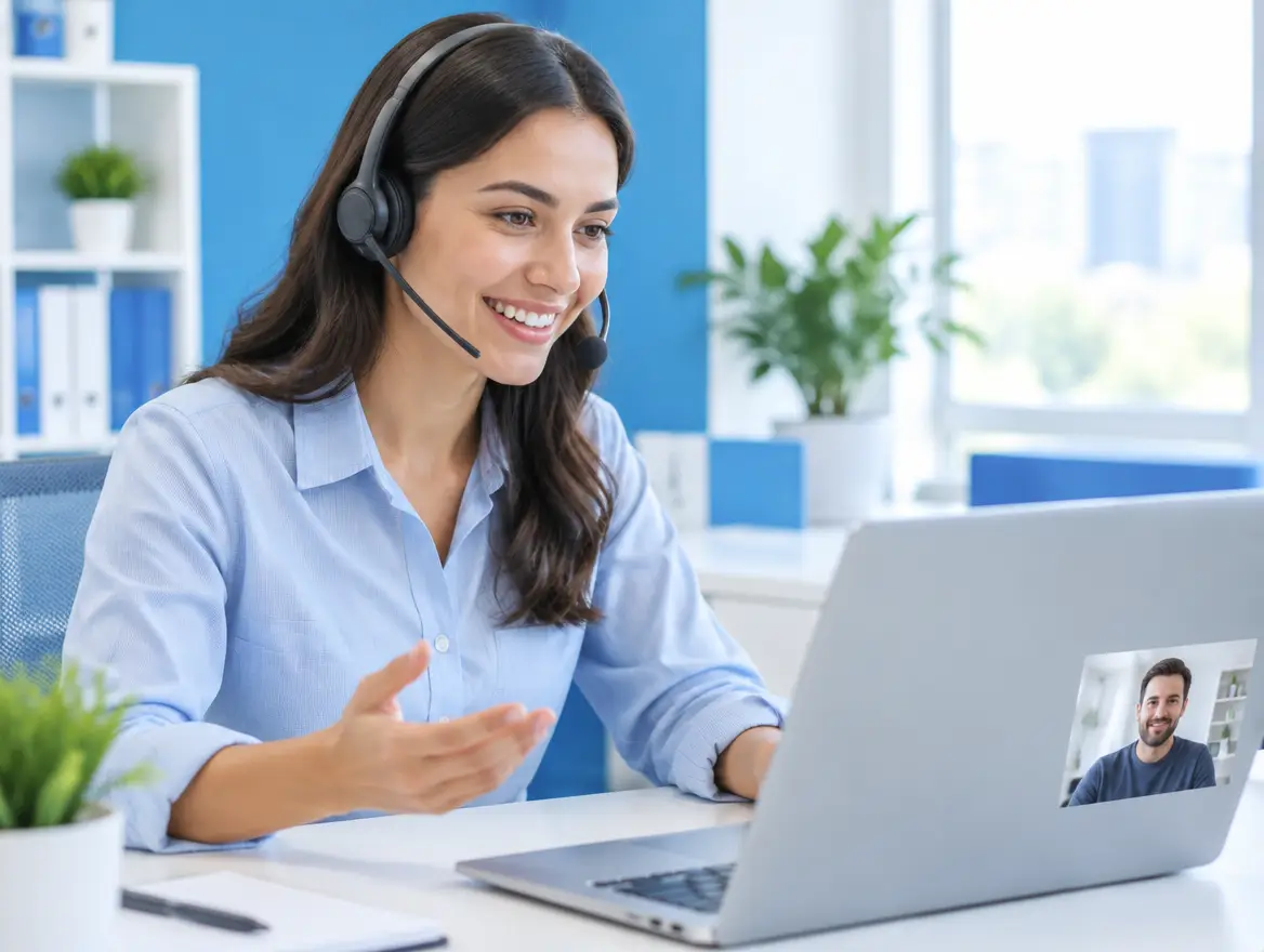 Support specialist helping a client